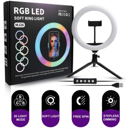 LED Ring Lamp 12" RGB with stand - Image 4