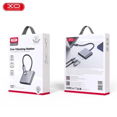 XO HUB011 USB Type-C Multi-hub 3in1 - Image 2