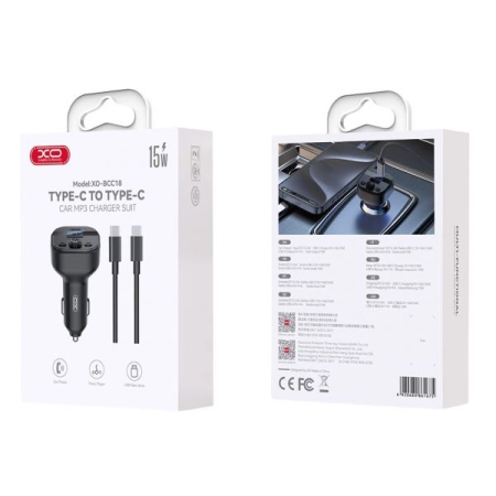 XO BCC18 FM Transmitter Bluetooth + Car charger + Type-C cable - Image 3