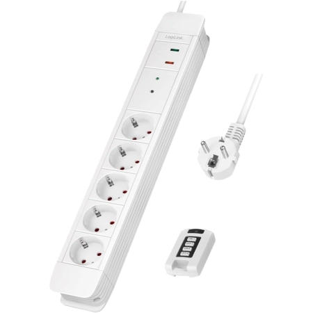 LogiLink Produžni kabl sa daljinskim sa 5 utičnica 1.5m LPS402