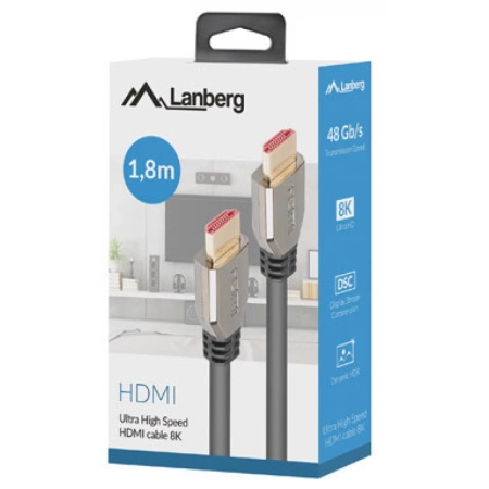 Lanberg HDMI 2.1 Cable M/M 8K 60Hz 1.8m CA-HDMI-30CU-0018-BK - Image 3