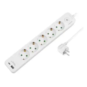 LogiLink Produžni kabl sa zaštitom 5 utičnice, 1X USB- A, 1X USB- C 1.5m LPS280U