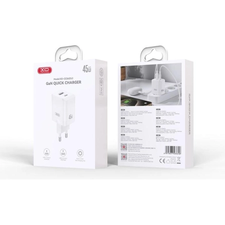 XO Charger CE36 45W Dual USB A +Type-C Fast Charger + Type-C cable - Image 3