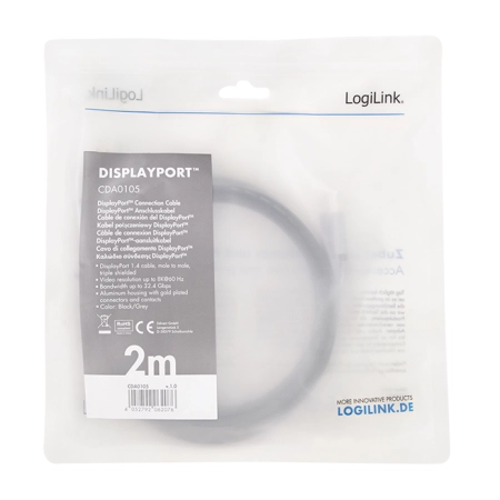 LogiLink DisplayPort 1.4 Cable (8K/60 Hz) M/M 2m CDA0105 - Image 3