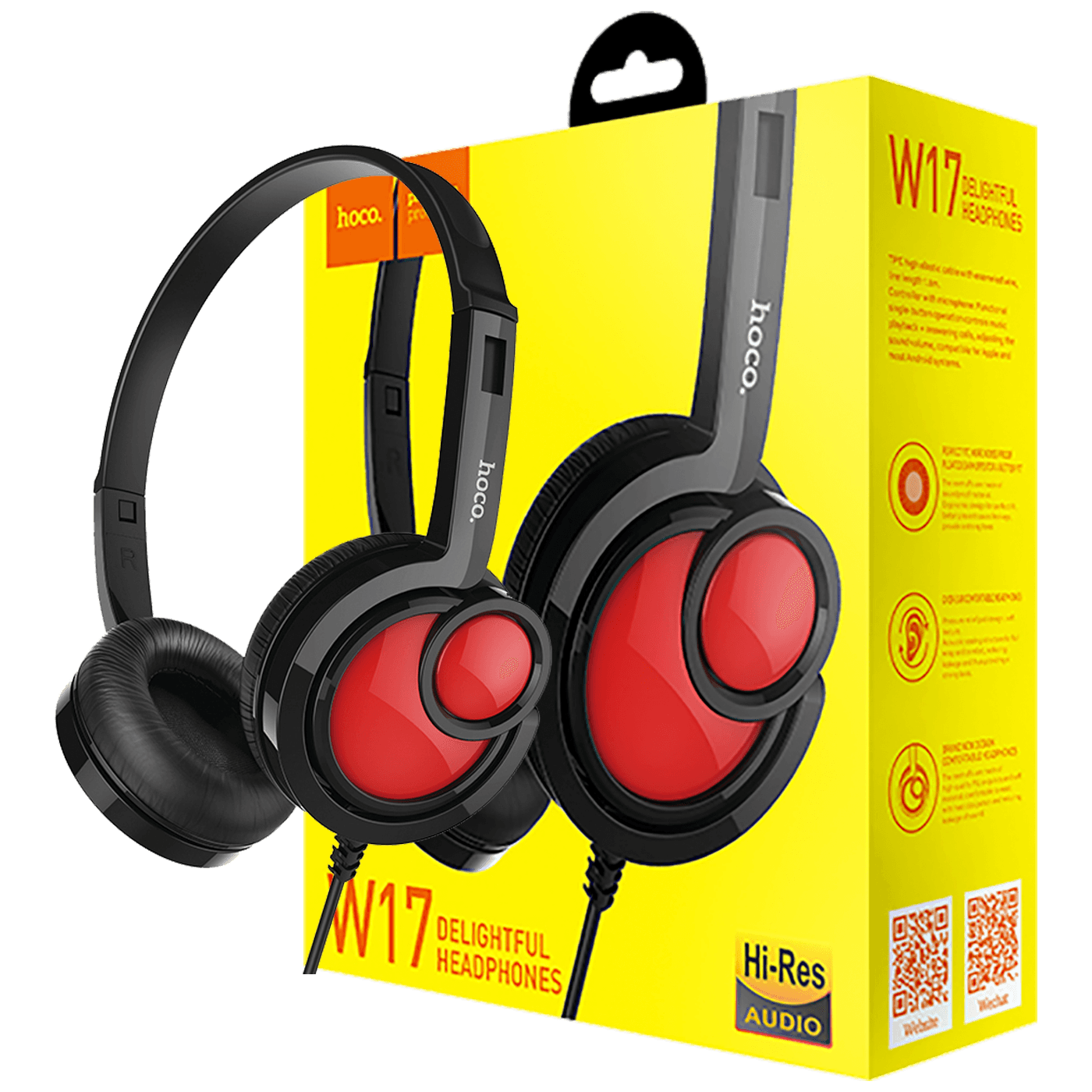 W17 Delightful Headphones MIC BK