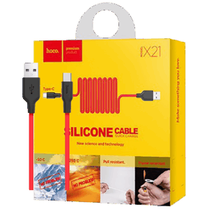 X21 Silicone USB type C, Black/Red