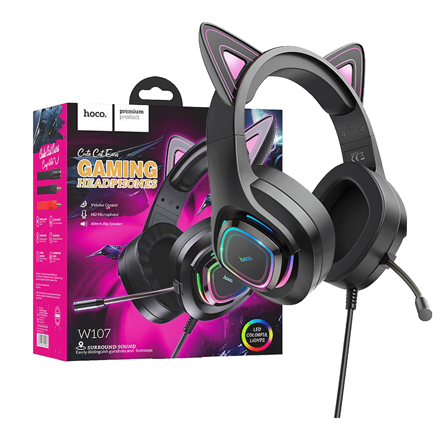 W107 Cute Cat Black/Pink