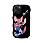 Silikonska maska Stitch iPhone 15 Crna